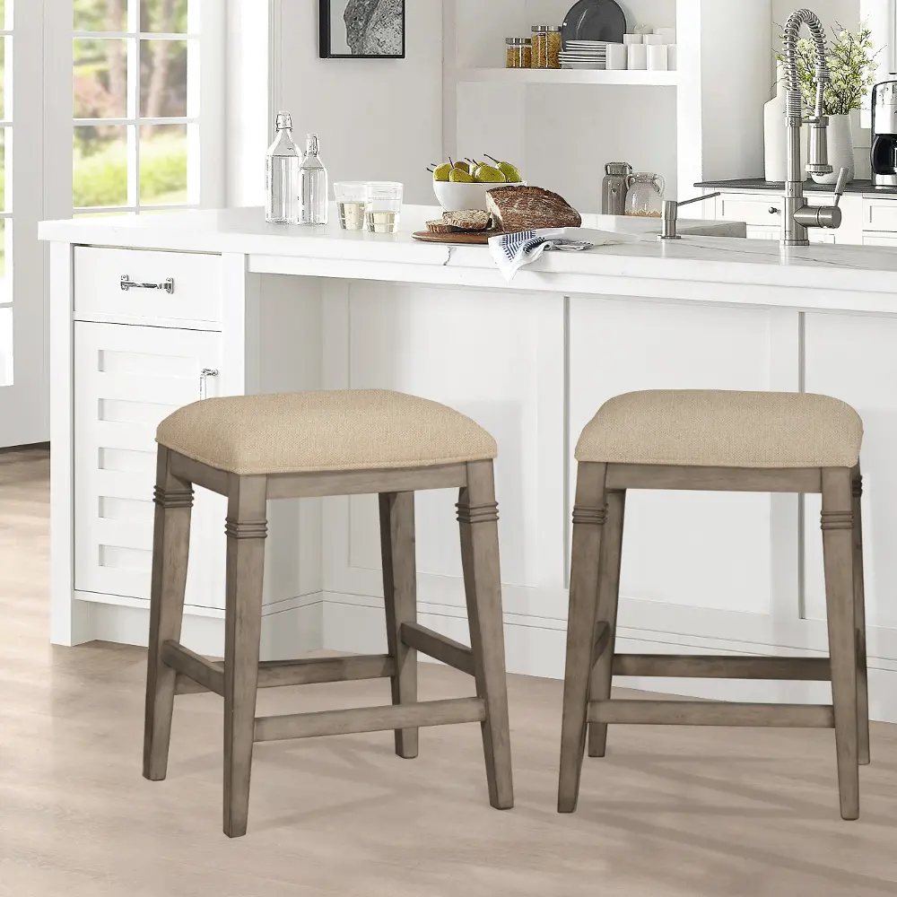 Distressed Gray Backless Counter Height Stool - Arabella-1