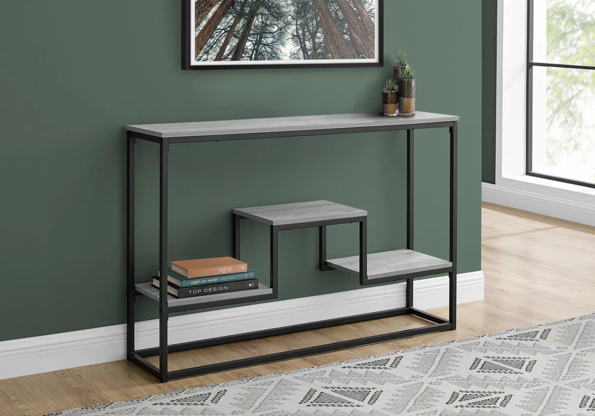 Contemporary Gray and Black Sofa Table - Luka