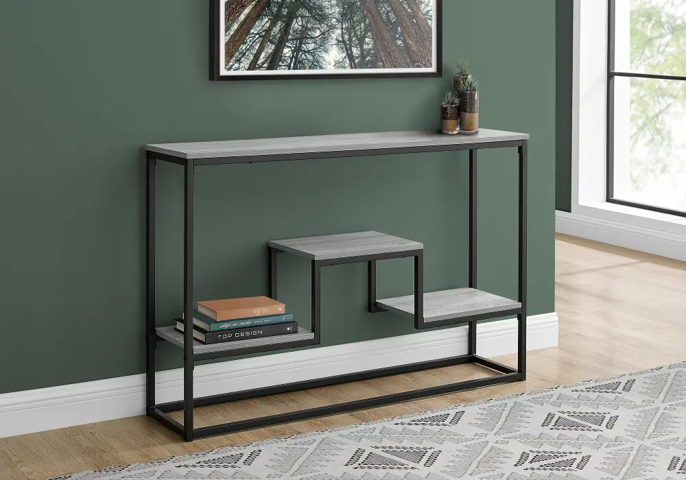 Contemporary Gray and Black Sofa Table - Luka-1