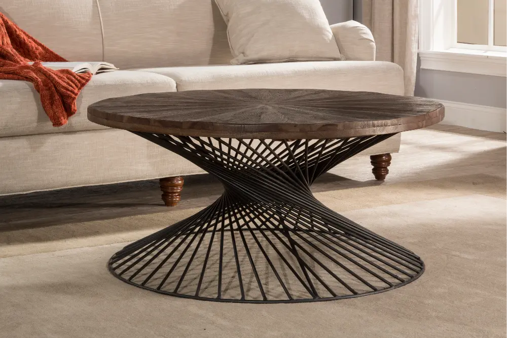 Walnut Round Coffee Table - Kanister-1