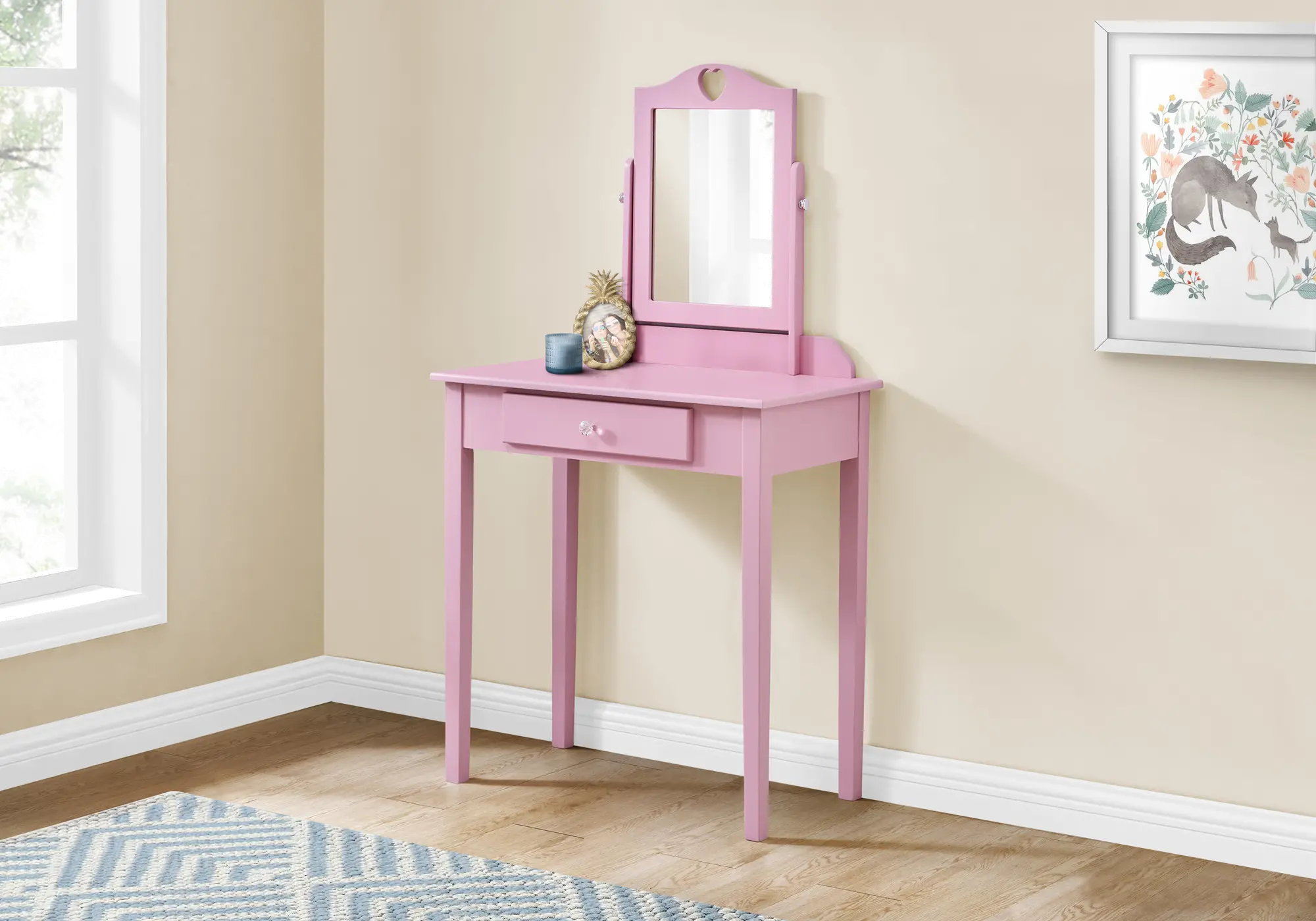 I3328 Sarah Kids Pink Vanity with Mirror sku I3328