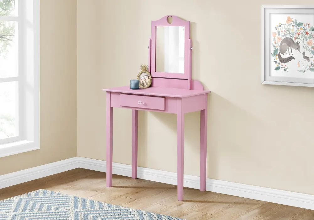 Sarah Kids Pink Vanity with Mirror-1