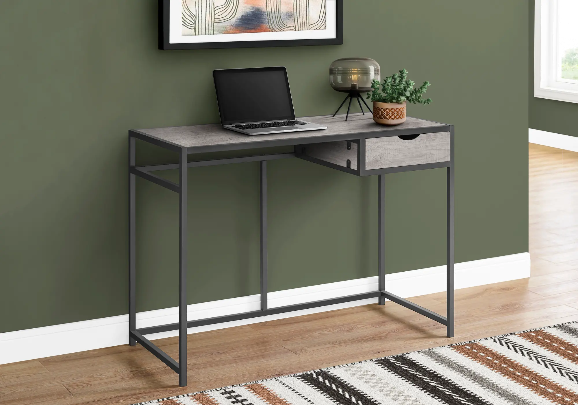 Photos - Office Desk Monarch Specialties Contemporary Gray Computer Desk I 7217 