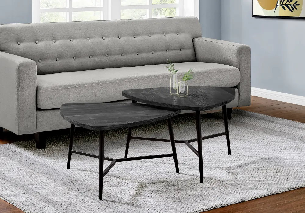 Black and Gray Mid-century Coffee Table Pair-1
