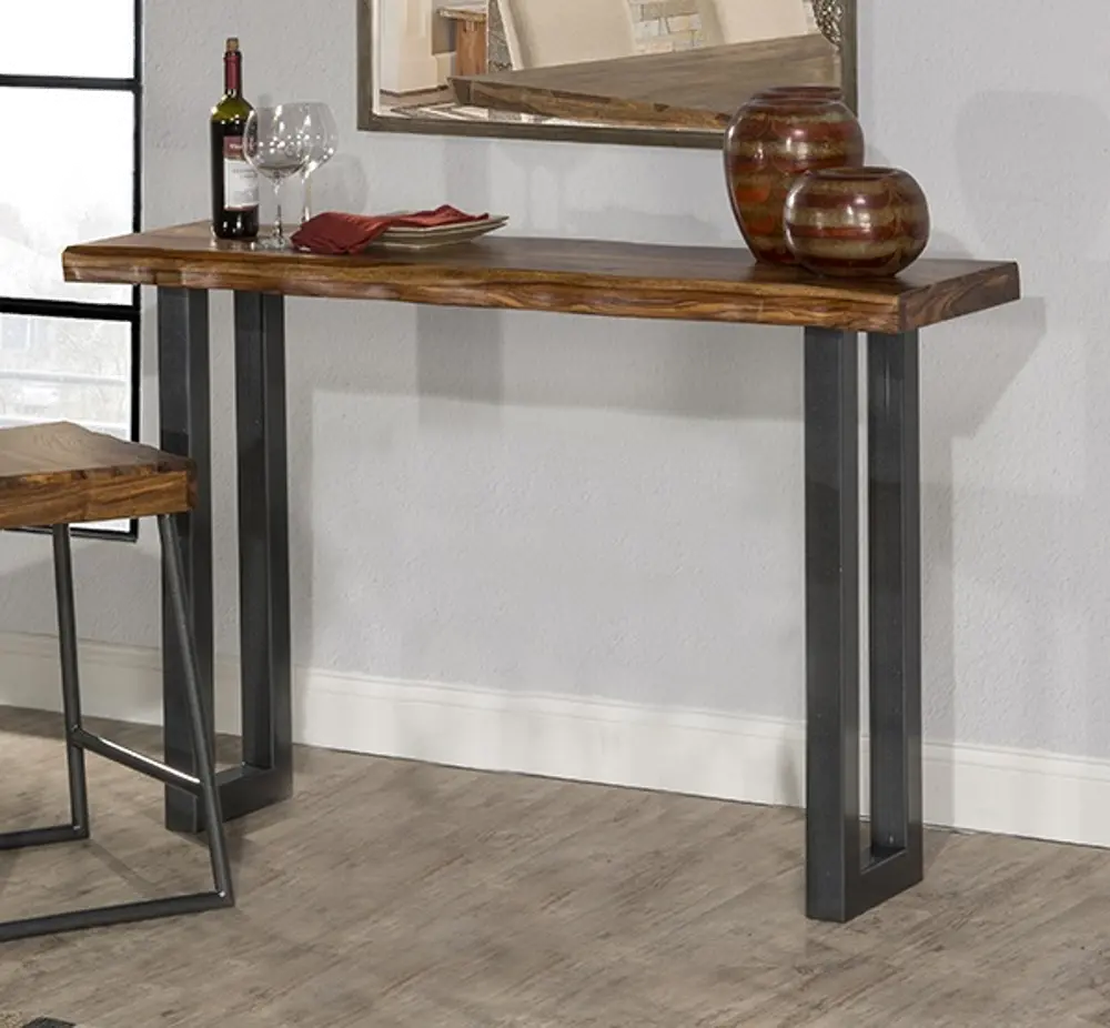 Industrial Sofa Table with Gray Metal - Emerson-1