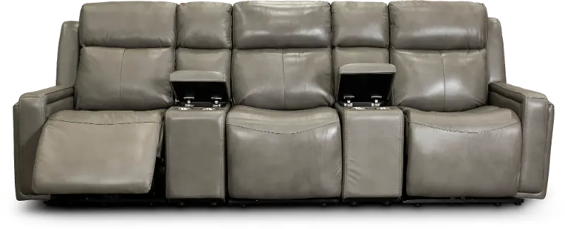 Home Theater Seating Stratus, White Leather Theater Sofa