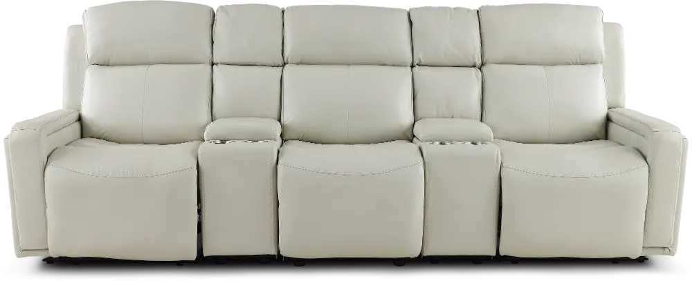 Stratus Ice White Leather-Match 5 Piece Power Home Theater Seating-1