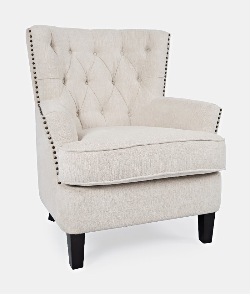 Contemporary Off White Oat Upholstered, Upholstered Accent Chair
