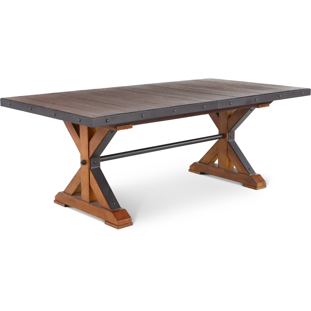 Tana Rustic Brown Trestle Dining Room Table-1