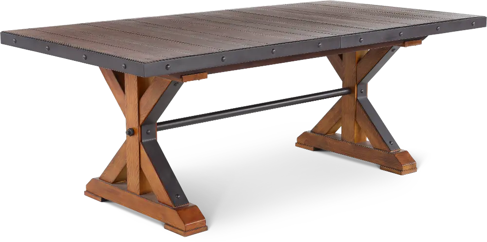 Tana Rustic Brown Trestle Dining Table-1
