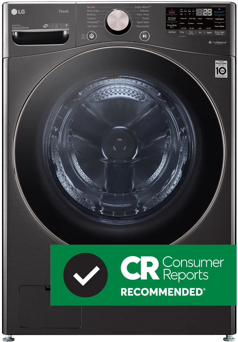 WM4000HBA LG Large Capacity Smart WiFi Front Load Washer with TurboWash 360° - 4.5 cu. ft. Black Steel-1