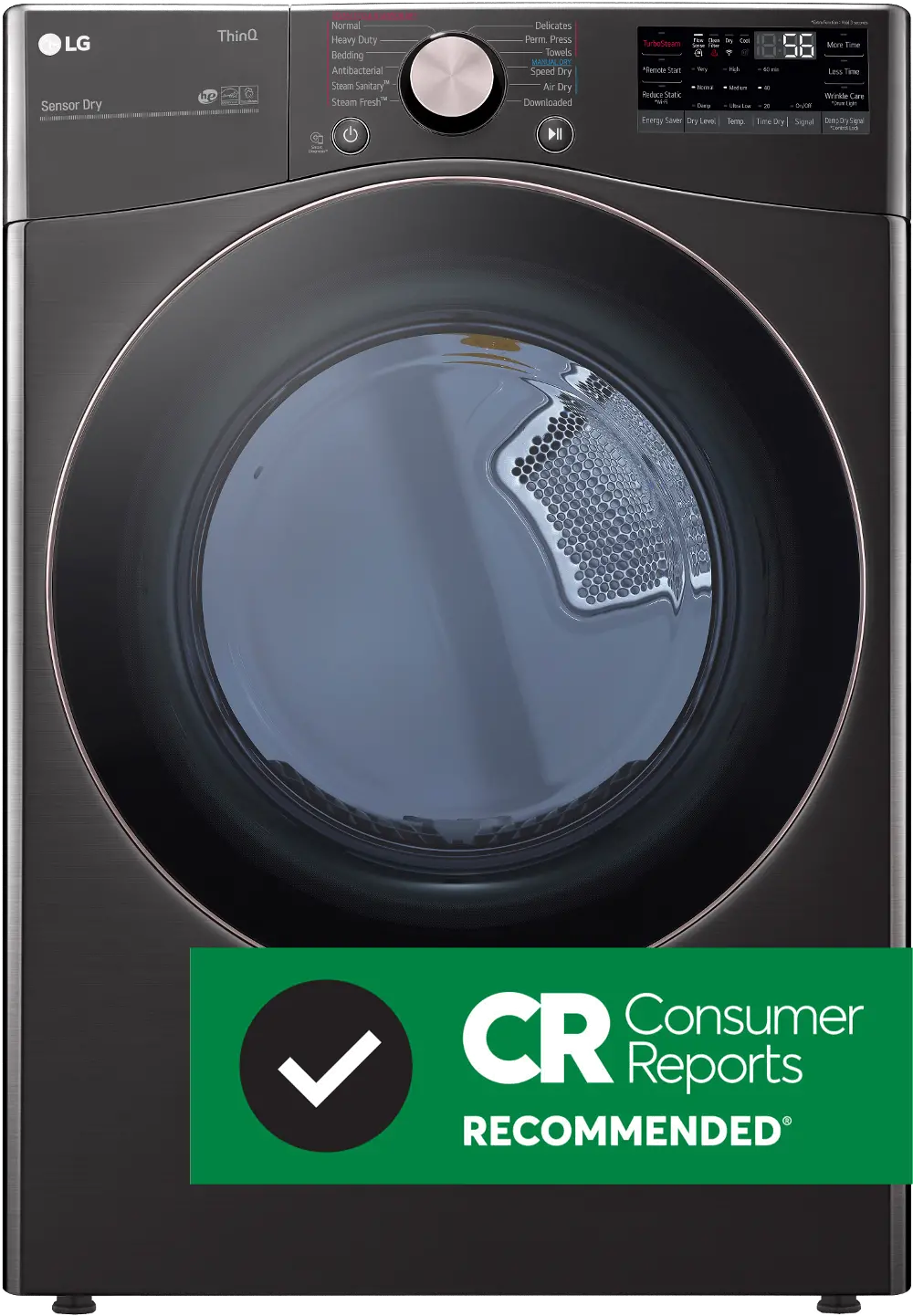 DLEX4000B Ultra Large Capacity Smart Front Load Electric Dryer with TurboSteam™ and Built-In Intelligence - 7.4 cu. ft. Black Stainless Steel-1