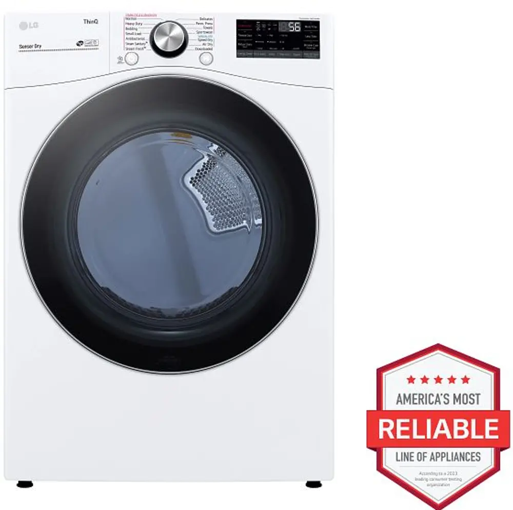 DLEX4200W LG Ultra Large Capacity Smart wi-fi Enabled Front Load Dryer - 7.4 cu. ft. White-1