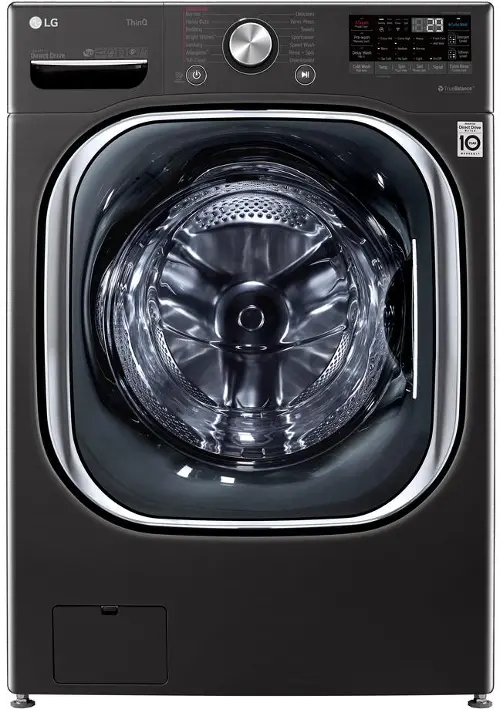 LG 4.5 Cu. Ft. Stackable SMART Front Load Washer in Black Steel