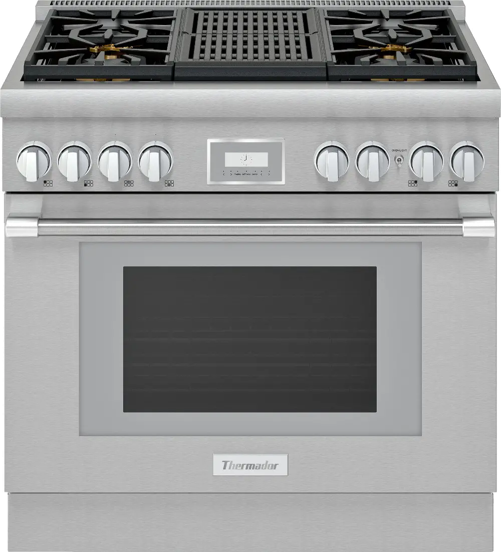 PRG364WLH Thermador 36 Inch Pro Harmony Convection Gas Range - 4.9 cu. ft., Stainless Steel-1