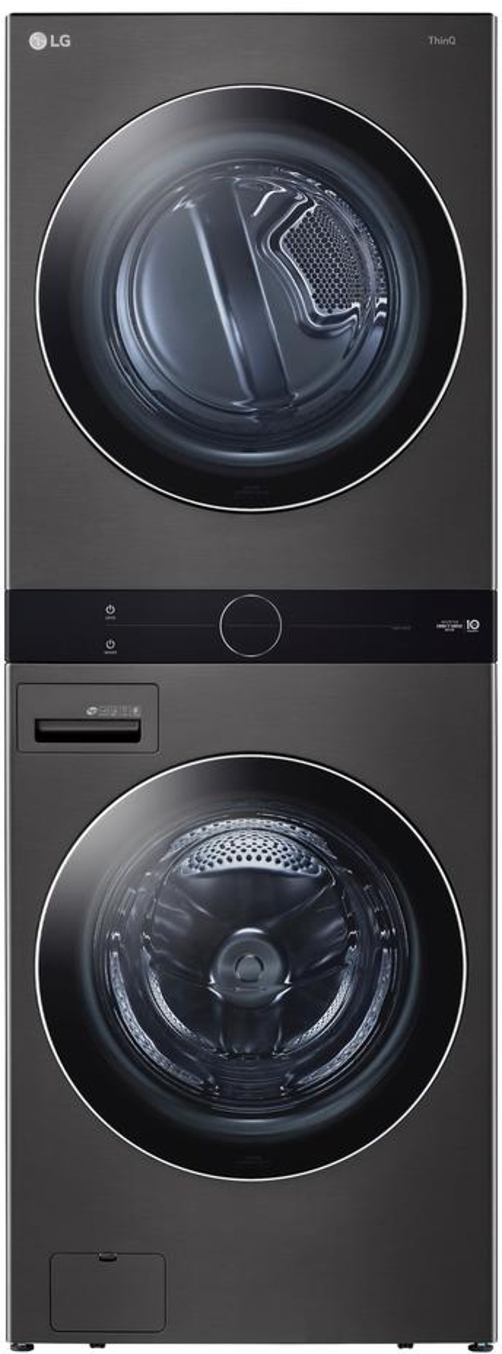 LG Single Unit Front Load LG WashTower with Center Control 4.5 cu. ft. Washer and 7.4 cu. ft. Gas Dryer - Black Steel