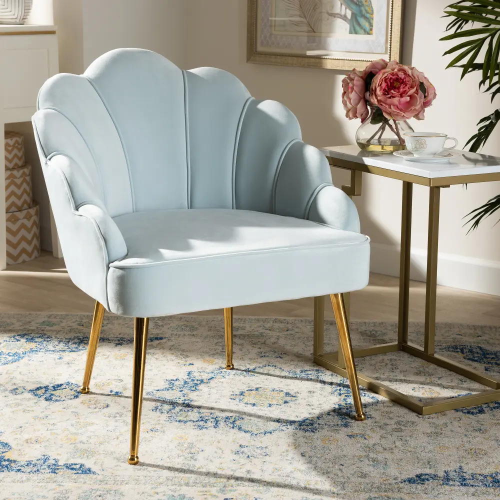 161-10401-RCW Light Blue Accent Chair with Seashell Shaped Back - Maitland-1