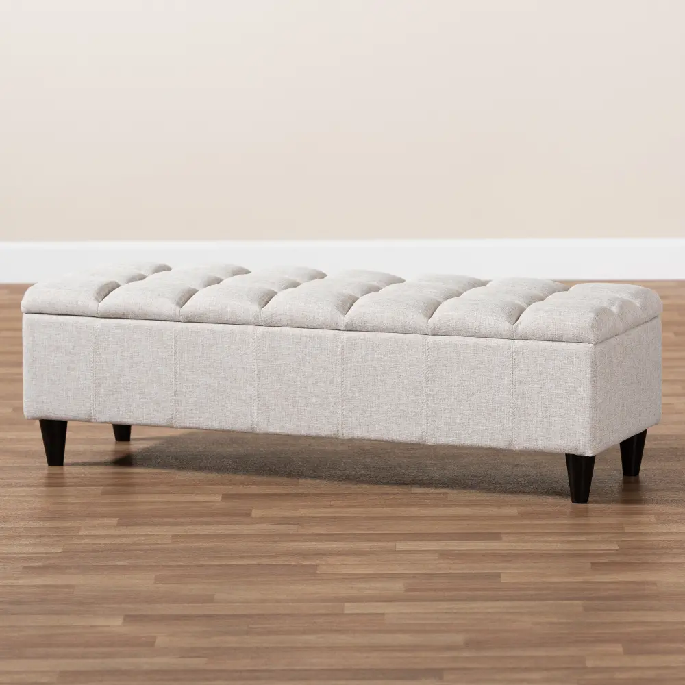 161-9105-RCW Mid Century Modern Beige Upholstered Storage Bench Ottoman-1