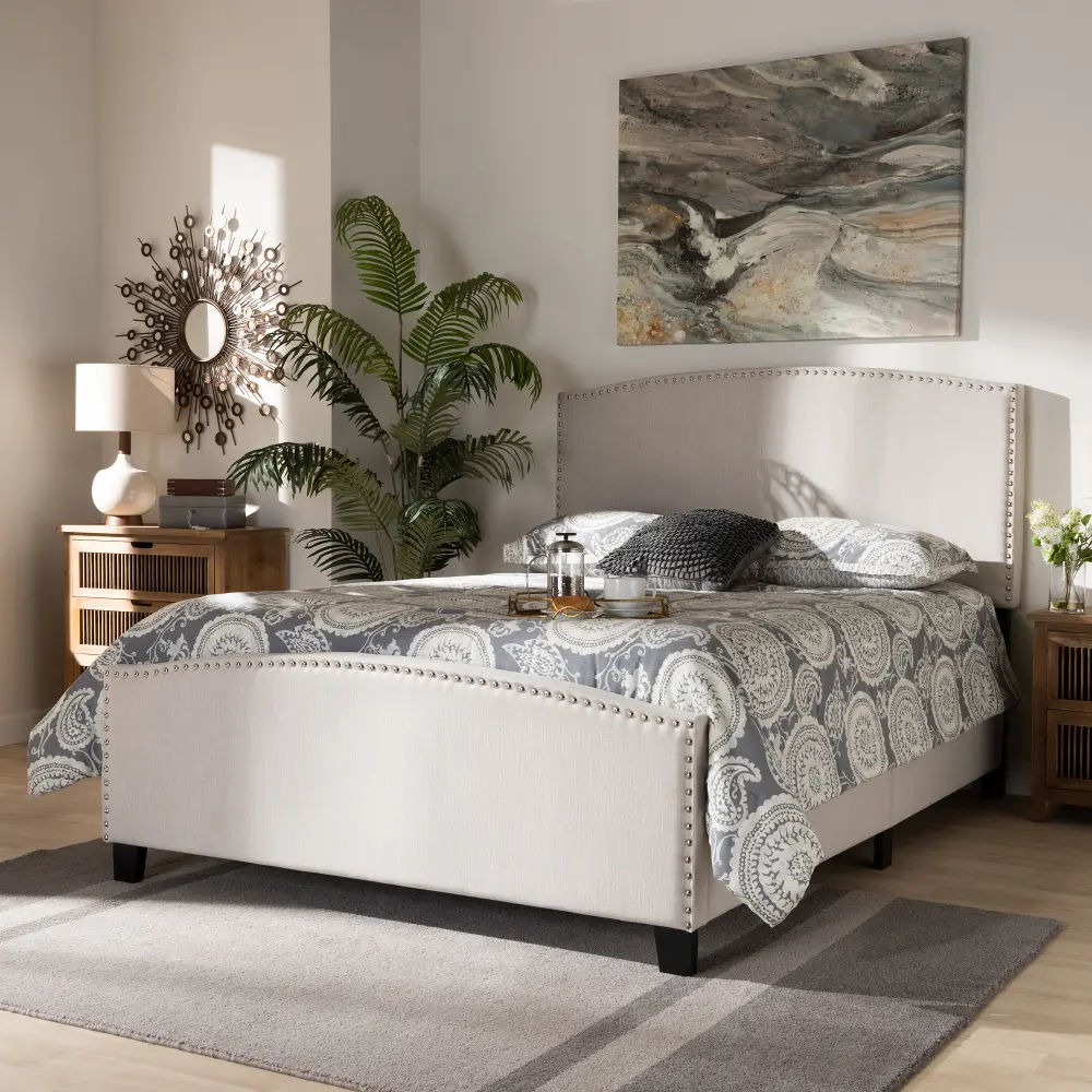 162-10311-RCW Contemporary Beige Full Upholstered Bed - Nolene-1