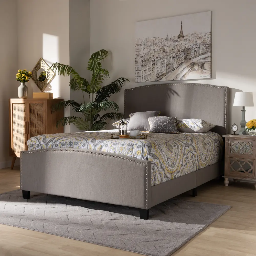 162-10314-RCW Contemporary Gray Full Upholstered Bed - Nolene-1