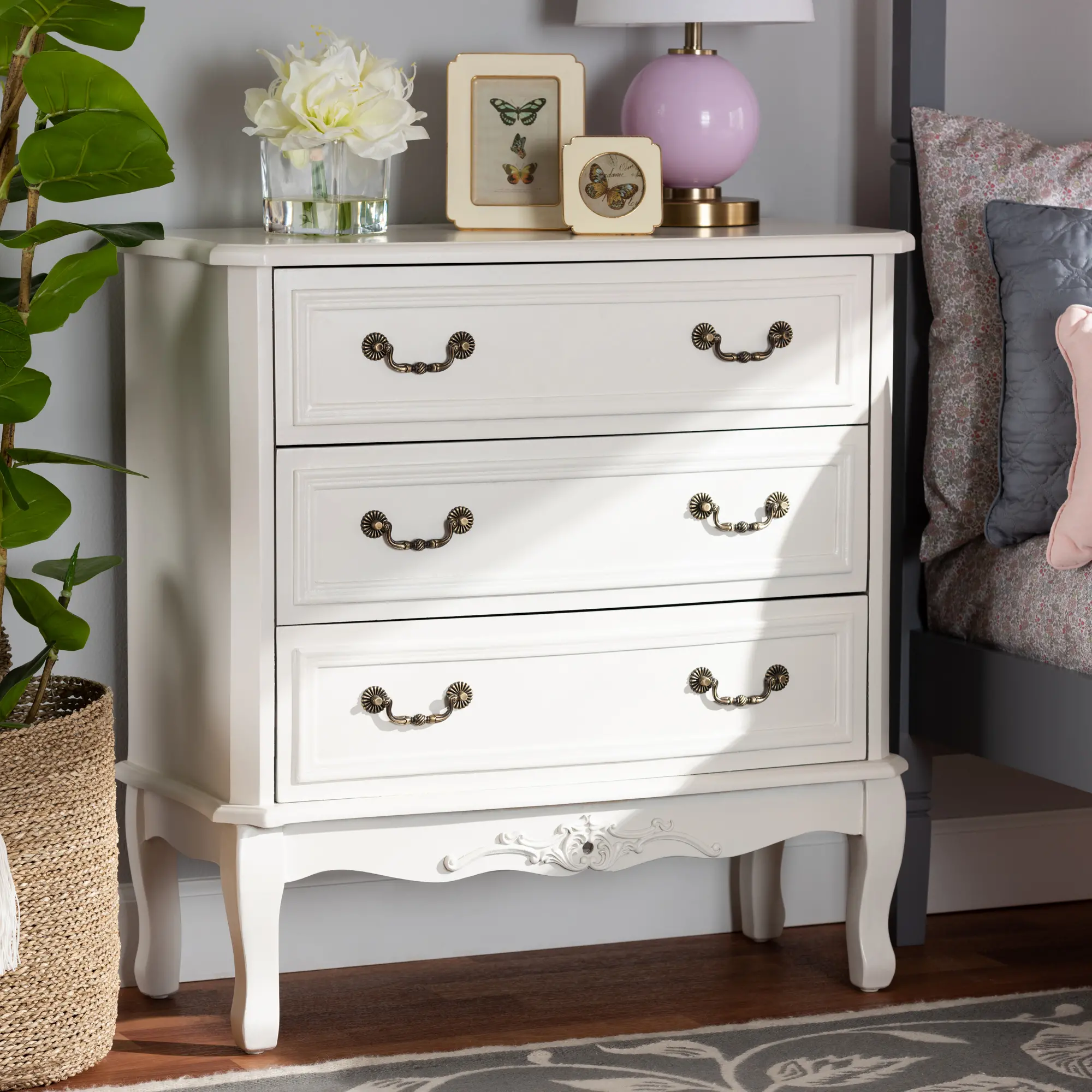 French Country White 3-Drawer Dresser - Bess