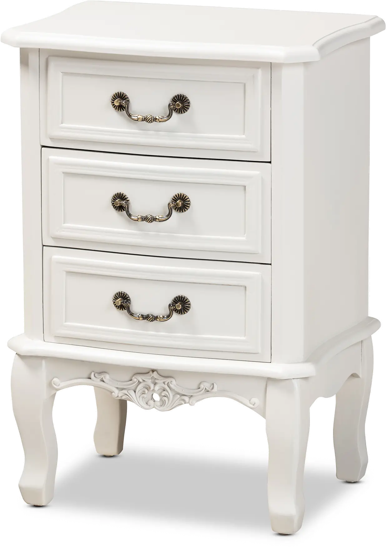 162-10259-RCW French Country White 3-Drawer Nightstand - Bess sku 162-10259-RCW