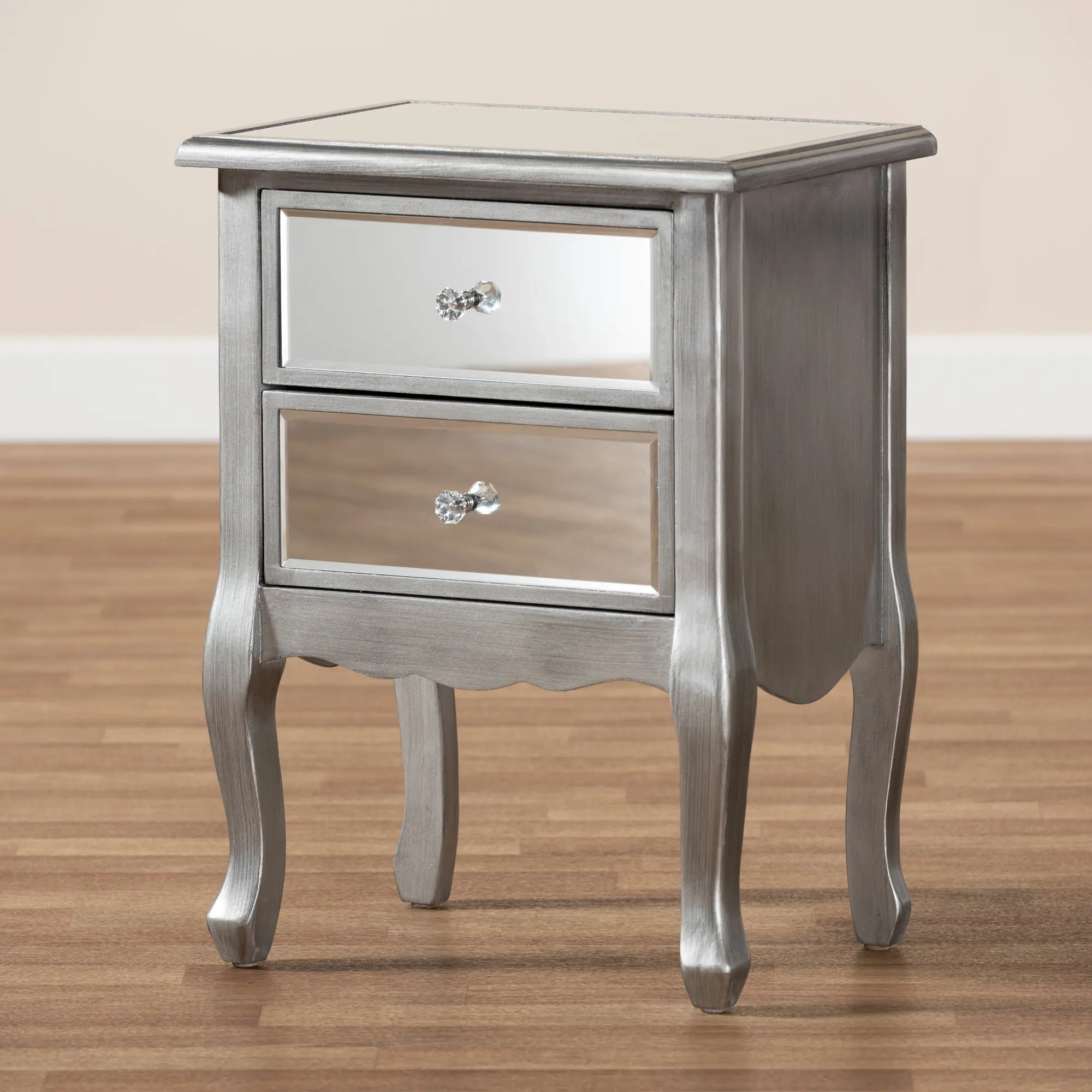 162-10266-RCW Traditional Silver and Mirrored Nightstand - Patri sku 162-10266-RCW