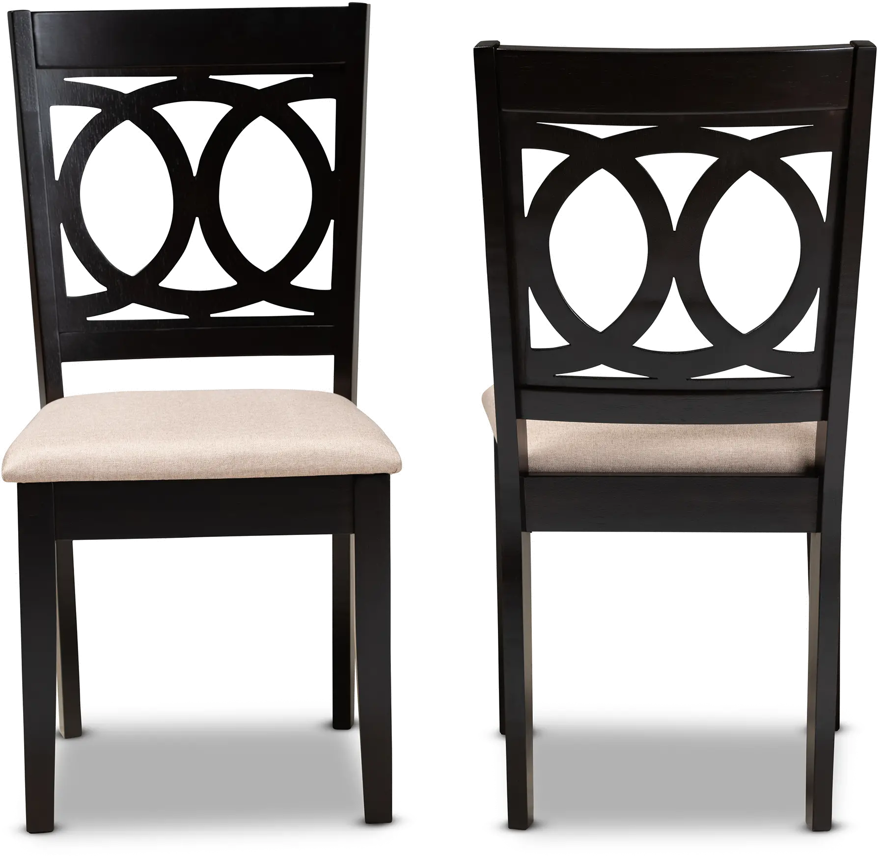 Delano Dark Brown and Sand Upholstered Dining Room Chair (Set of 2)