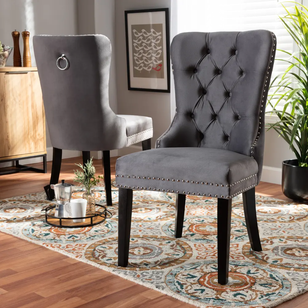 162-10460-RCW Modern Gray Upholstered Dining Room Chair (Set of 2) - Saxon-1