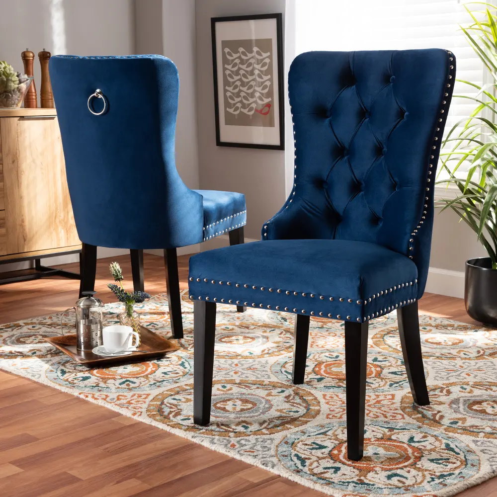 162-10461-RCW Modern Blue Upholstered Dining Room Chair (Set of 2) - Saxon-1