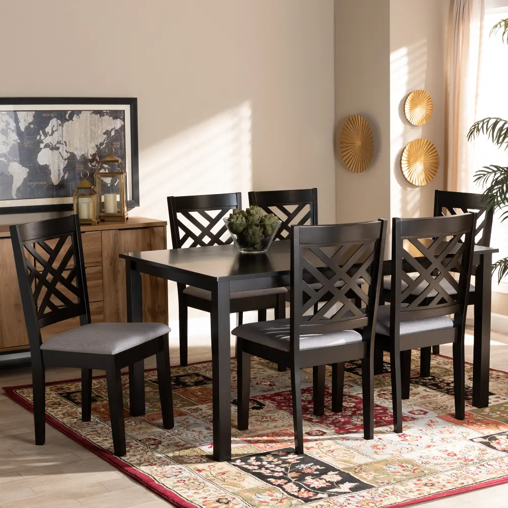 162-9402-10526-10519-RCW Contemporary Dark Brown 7 Piece Dining Room Set - Aubrie-1