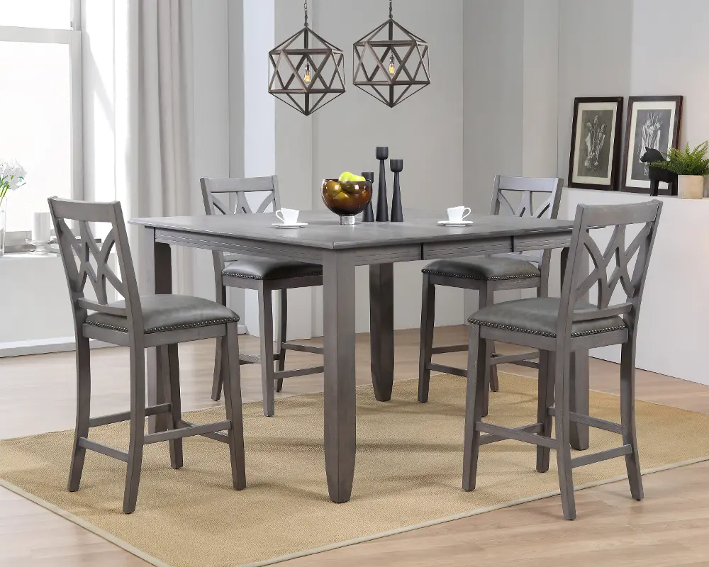 Contemporary Gray 5 Piece Counter Height Dining Room Set - Arianna-1