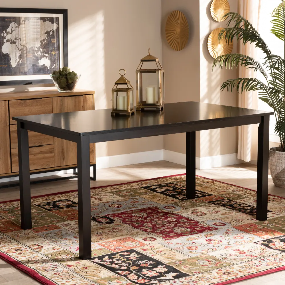 162-10519-RCW Contemporary Dark Brown Dining Room Table - Eveline-1