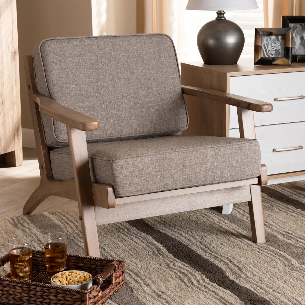 162-10566-RCW Mid Century Modern Light Gray Upholstered Accent Chair - Petra-1