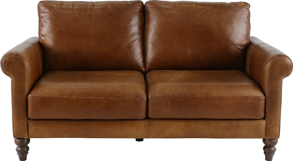 Dallas Brown Leather Loveseat-1