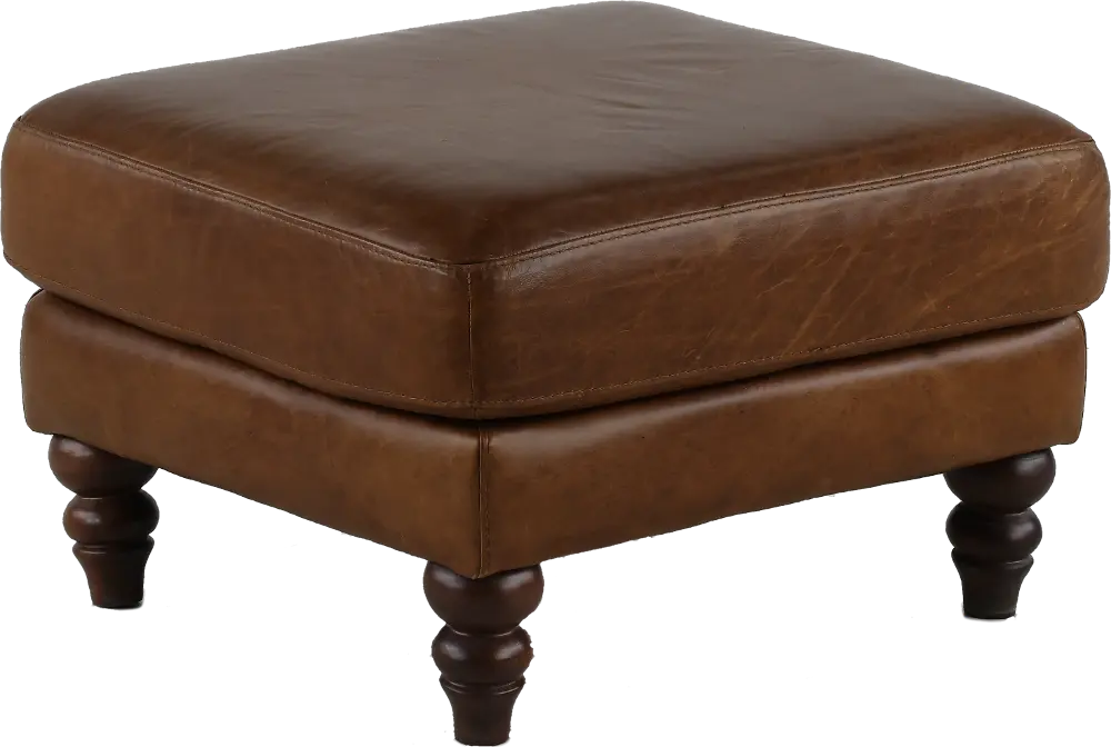 Dallas Brown Leather Ottoman-1