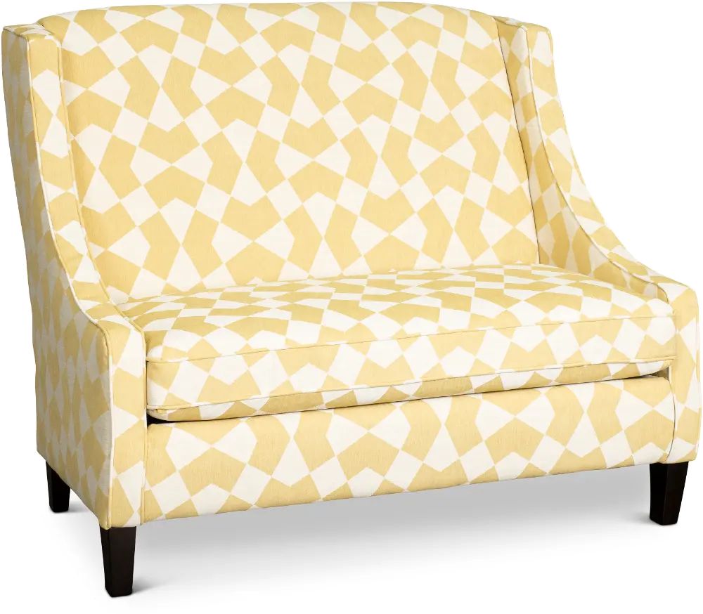 Contemporary Yellow and White Wingback Settee - Prost-1