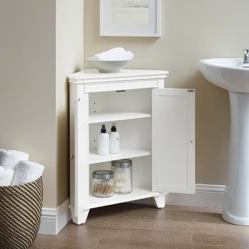 Bathroom Sink Cabinet, Pedestal Sink Cabinet with Adjustable Shelf, Wh