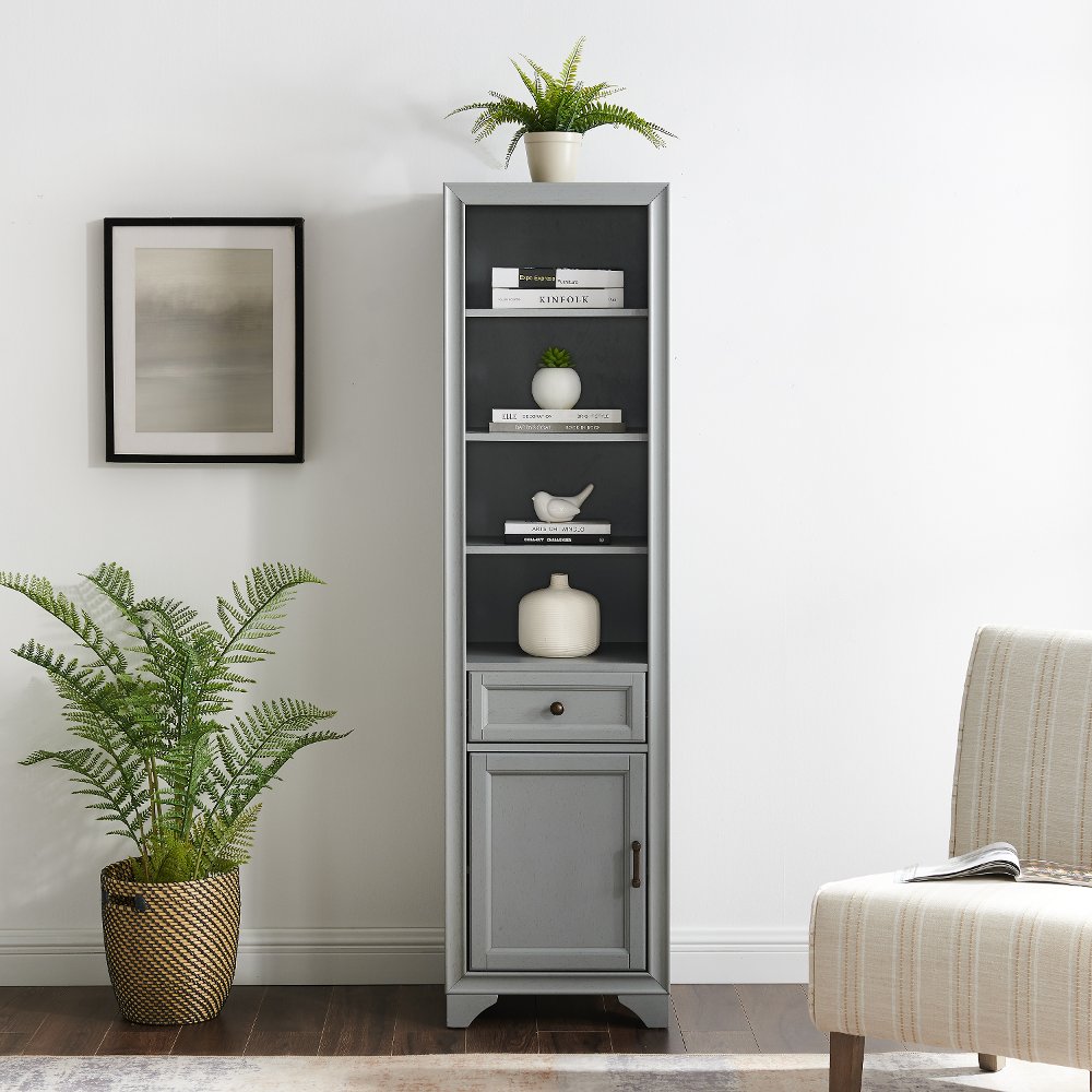 Tara Cottage Gray Linen Cabinet