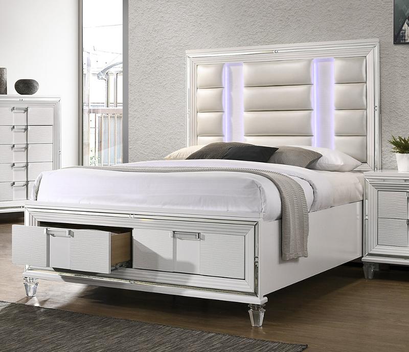Contemporary White King Storage Bed, White King Storage Bed