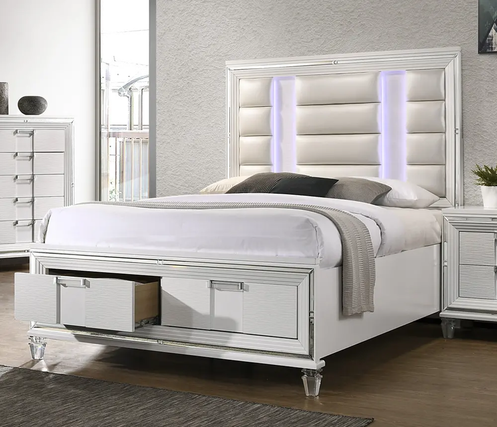 Posh White King Storage Bed-1