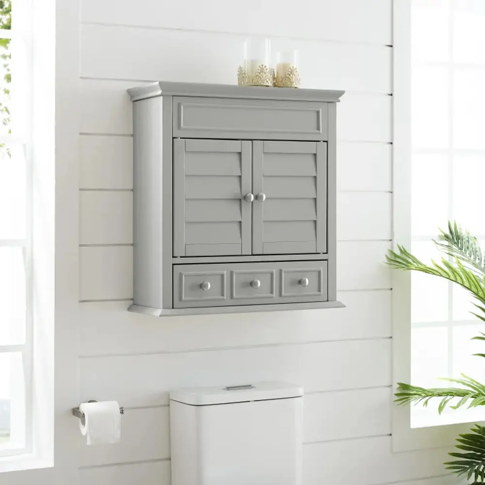 CF7004-GY Lydia Cottage Gray Bathroom Wall Cabinet-1