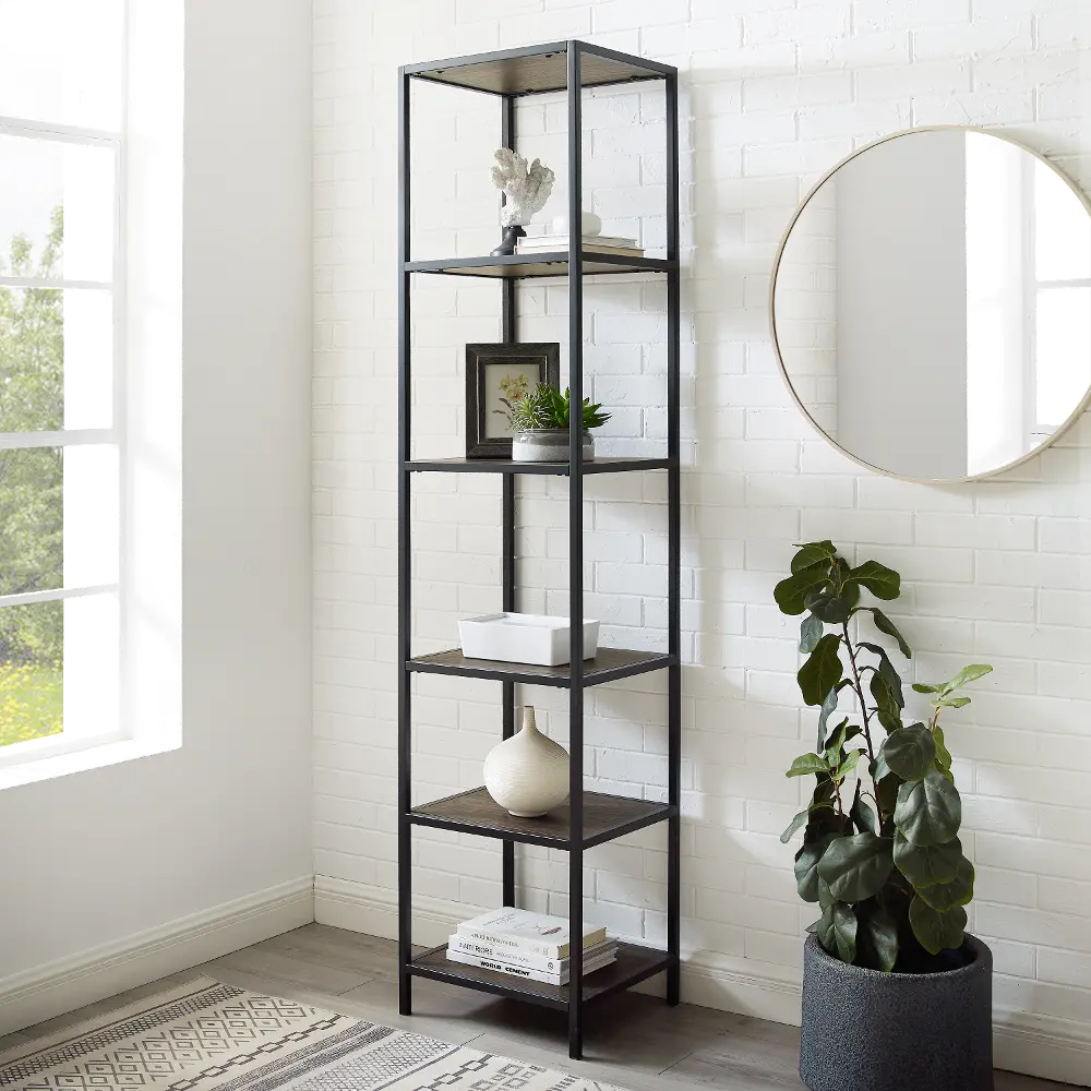 CF1313-BR Jacobsen Narrow Brown and Black Etagere-1