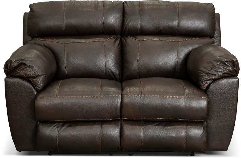 Costa Chocolate Brown Lay Flat Leather, Top Grain Leather Loveseat