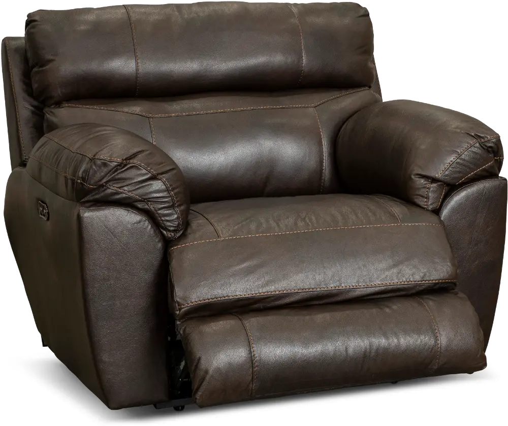 64070-7/1273-89 Costa Brown Leather Lay-Flat Power Recliner-1