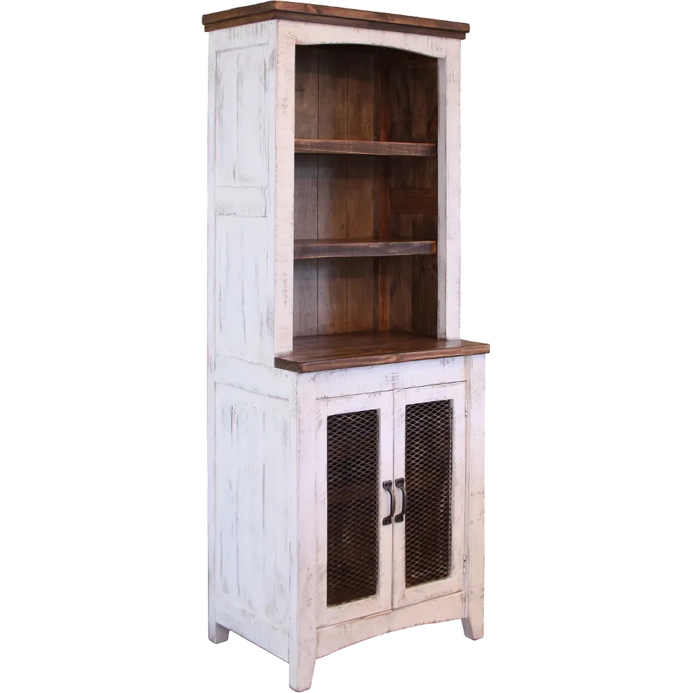 Pueblo Rustic White Bookcase-1