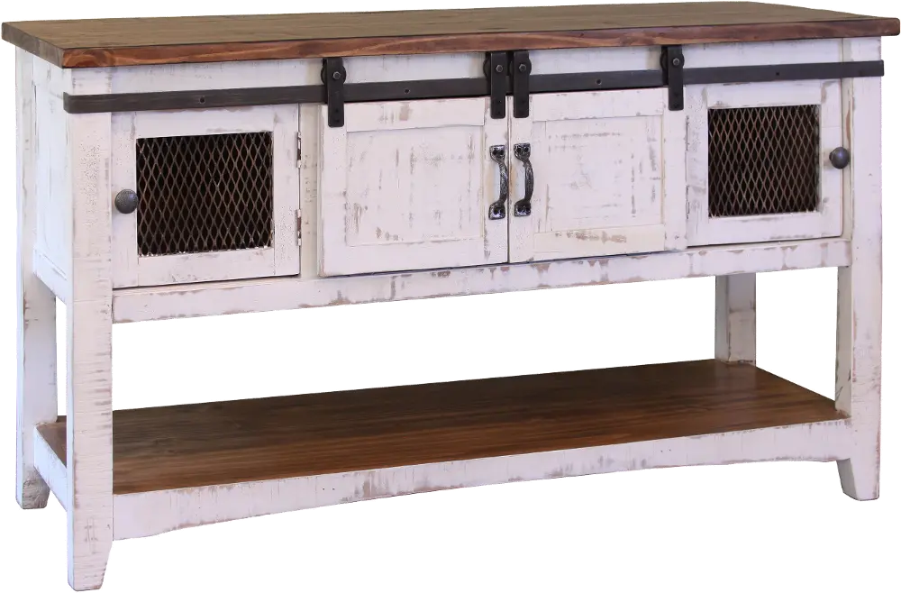 Pueblo Rustic White Console Table-1