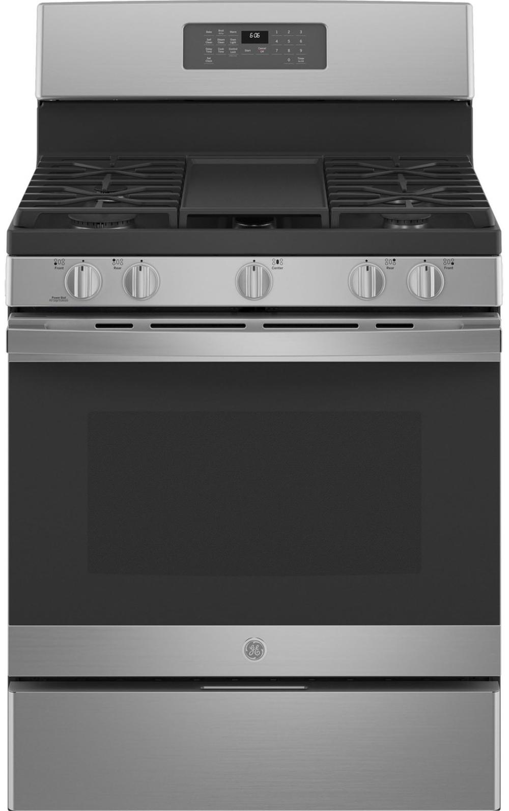 GE 30 Inch Gas Range with Griddle - 5 cu. ft., Stainless Steel