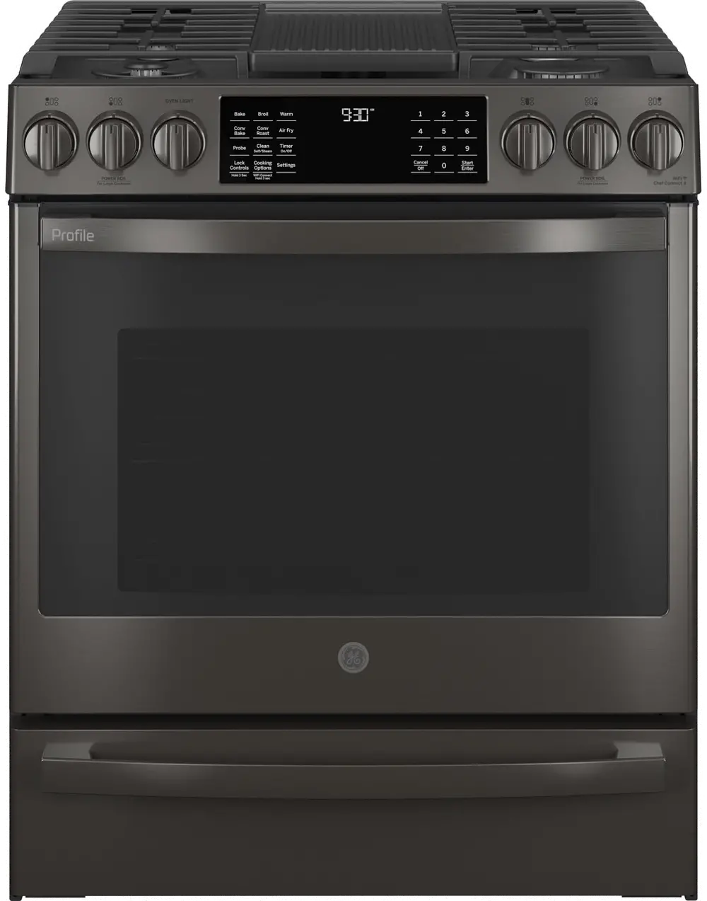 PGS930BPTS GE Profile 30 Inch Slide In Smart Gas Range with Convection - 5.3 cu. ft. Black Stainless Steel-1