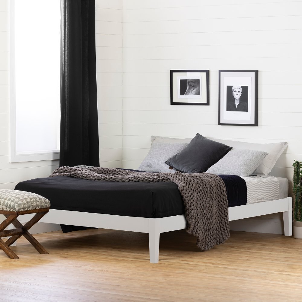 Vito Full White Platform Bed - South Shore